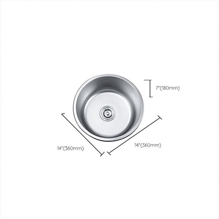 BowLift | Round Single Bowl Kitchen Sink Stainless Steel Sink with Drain Strainer Set