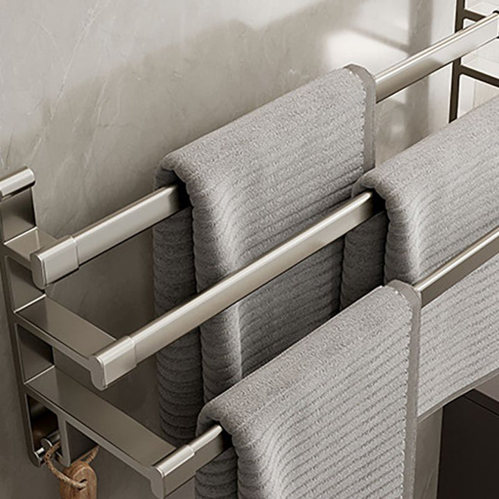 BowLift | Gray Bathroom Accessory Set Contemporary Style Aluminum Towel Bar