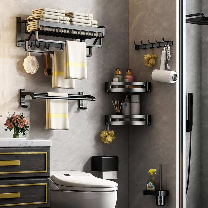 BowLift | Matt Black 2-piece modern bathroom accessories as a single item or as a set with bath shelf
