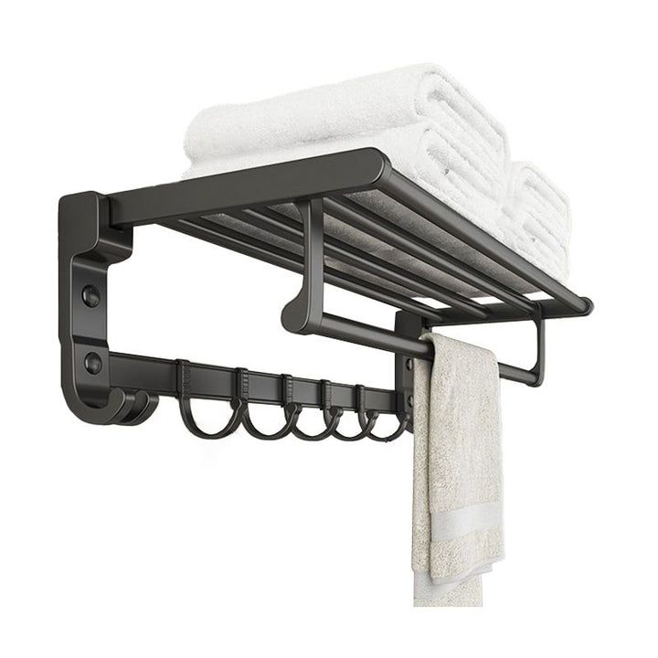 BowLift | Chrome/Black Classic Bathroom Accessory Set Modern Bath Shelf/Towel Bar & Paper Holder