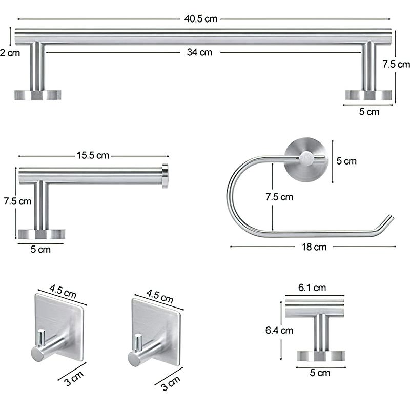 BowLift | Metal Simple Bathroom Accessories as a Single Piece or in a Set in Silver