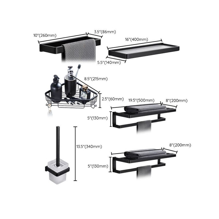 BowLift | Matte Black 5-piece modern bathroom accessory as individual piece or as set with towel bar