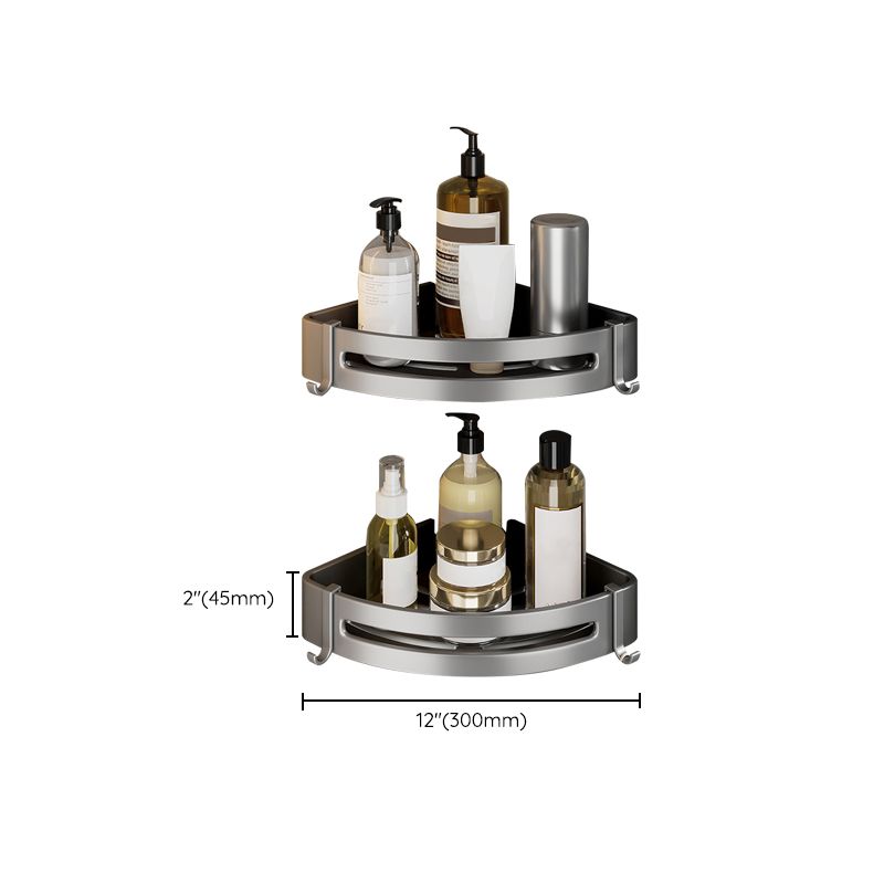 BowLift | Contemporary Bathroom Accessory Set Gray Aluminum Bathroom Shelf/Towel Rack/Bathtub Hook