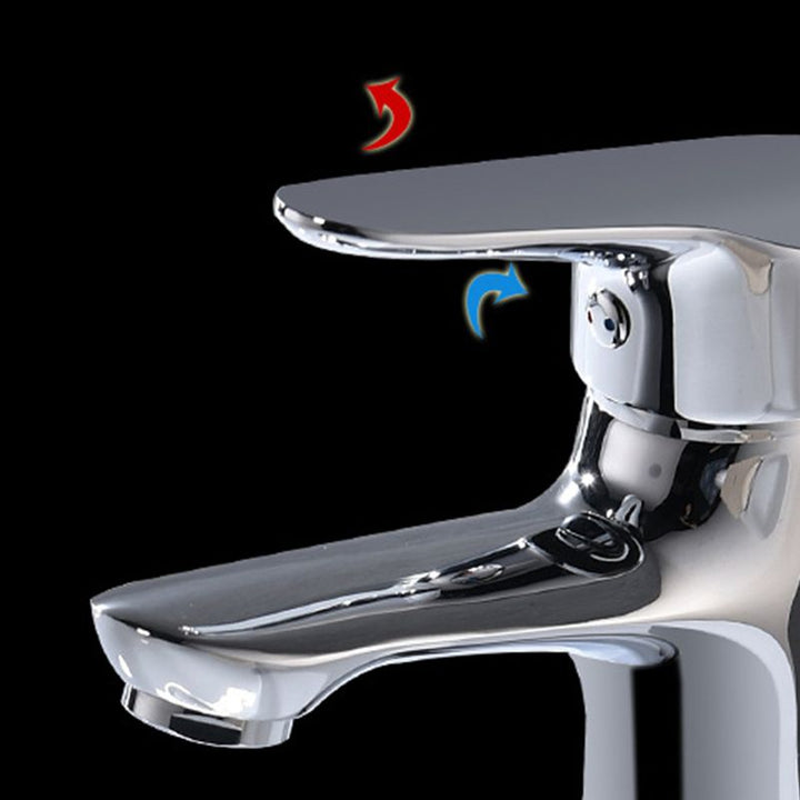 BowLift | Basic Metal Sink Faucet Silver Bathroom Faucet with Lever Handle