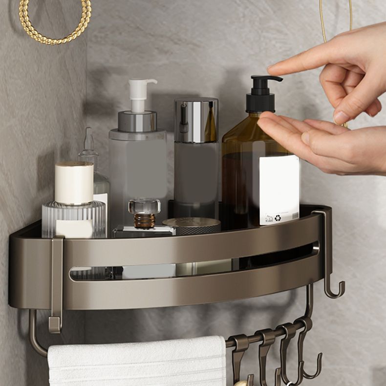 BowLift | Contemporary bathroom accessory set 3-piece bath shelf with hooks