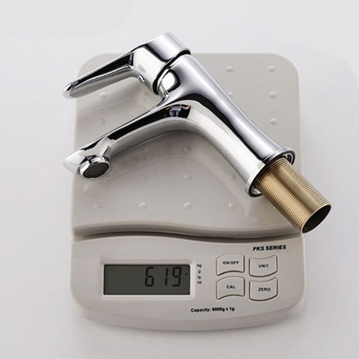 BowLift | Basic Metal Sink Faucet Silver Bathroom Faucet with Lever Handle