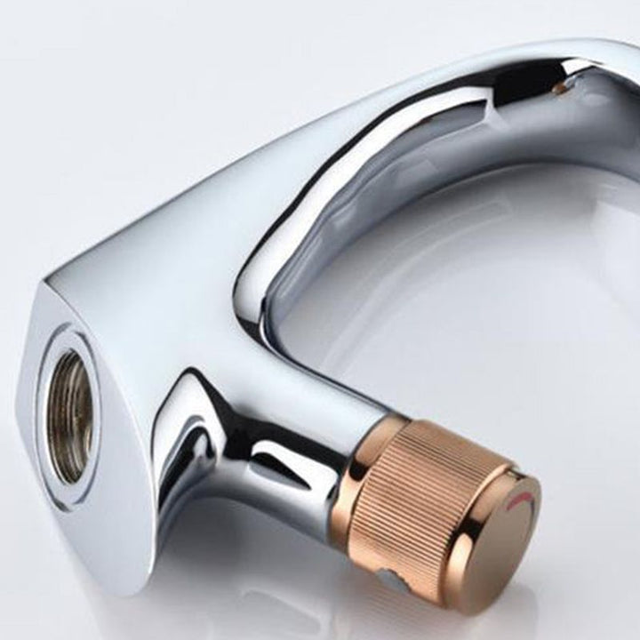 BowLift | Contemporary Container Copper Brass Knob Handle Low Arch Container Faucet