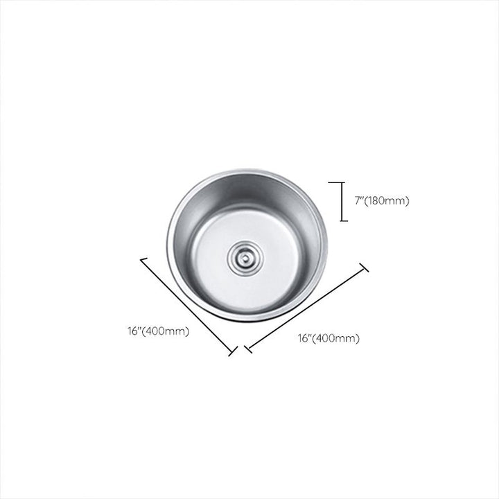 BowLift | Round Single Bowl Kitchen Sink Stainless Steel Sink with Drain Strainer Set