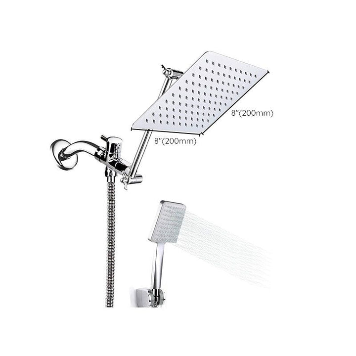 BowLift | Pull down Dual Shower Head Square High Arch Shower Head Combo in Chrome
