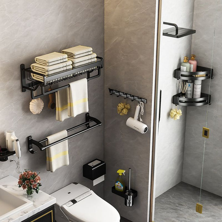 BowLift | Modern black metal bath hardware set towel bar bathroom hardware set