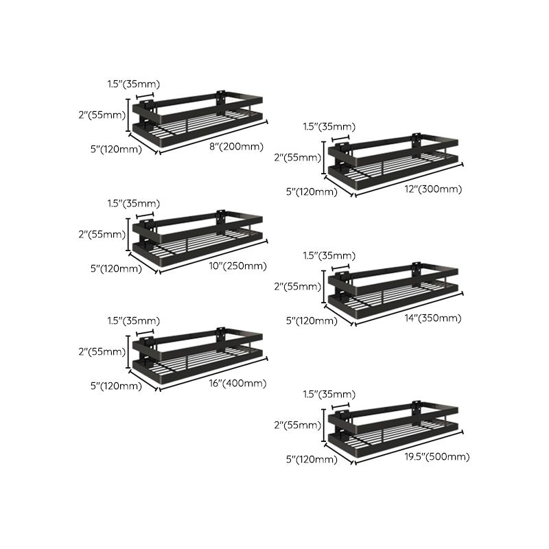 BowLift | 2-piece bathroom shelf made of matte black metal bathroom hardware set