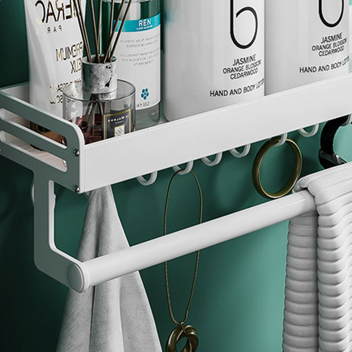 BowLift | 2-piece modern bathroom accessory set White rectangular bath shelf