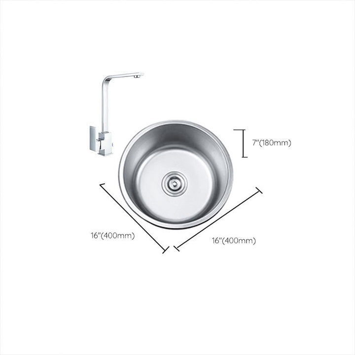 BowLift | Round Single Bowl Kitchen Sink Stainless Steel Sink with Drain Strainer Set