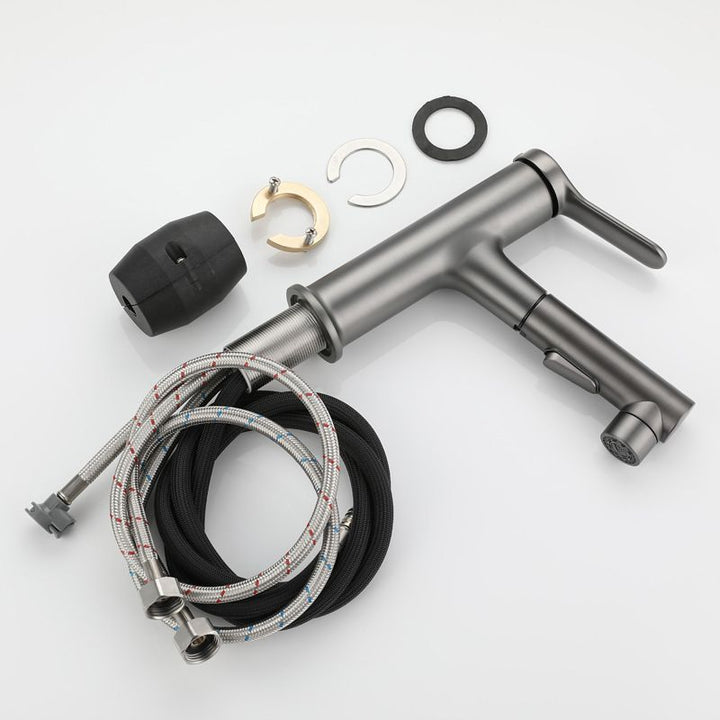 BowLift | Extendable Bathroom Faucet Brass Modern Faucet with Water Hose