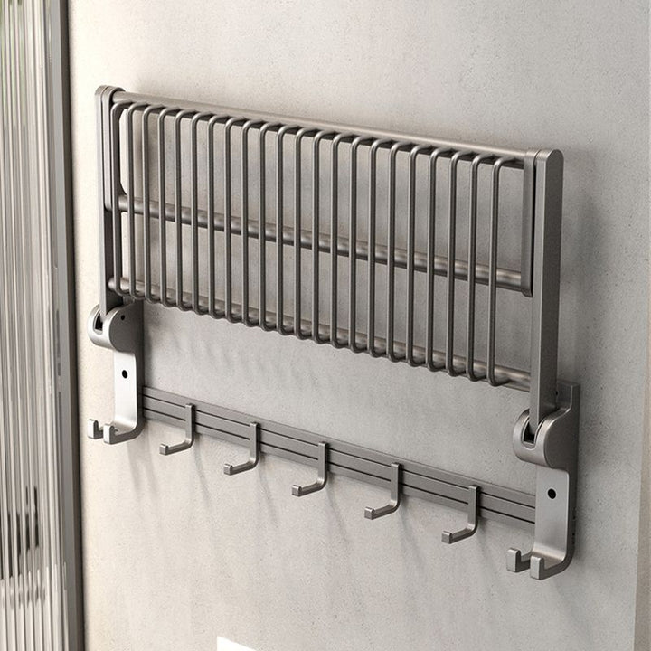 BowLift | Gray contemporary bathroom accessory set bathroom shelf/towel holder & bathrobe hook incl.