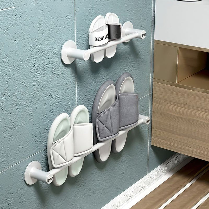 BowLift | 2-piece modern bathroom accessories set metal slipper rack/towel bar