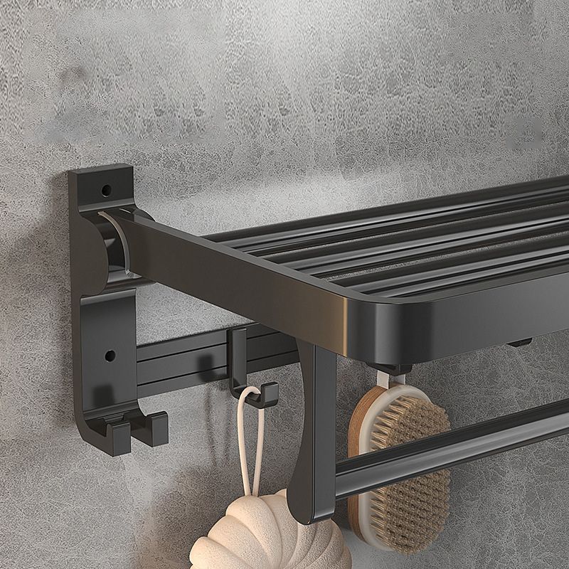 BowLift | Modern Matte Black Bathroom Accessory Set with Bath Shelf/Towel Hooks/Towel Bar