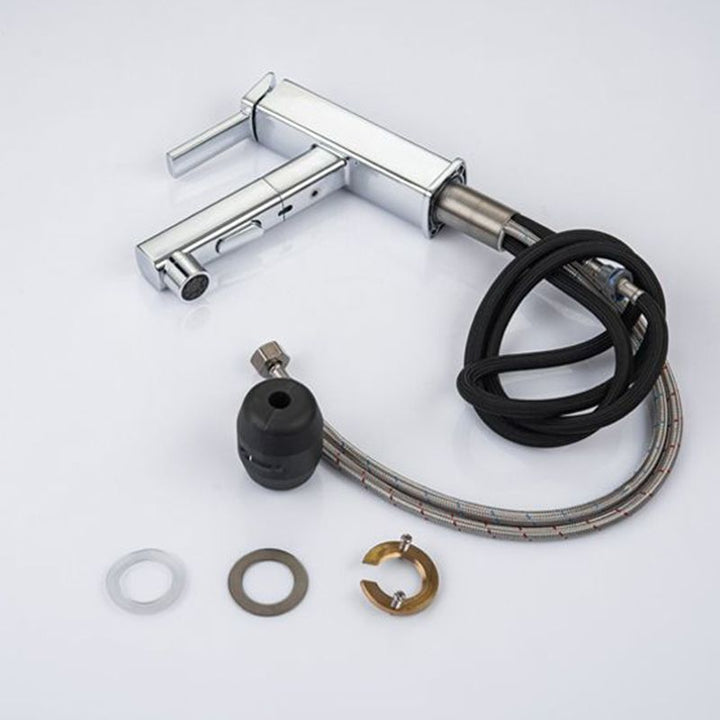 BowLift | Contemporary Vessel Sink Faucet Copper Single Handle Low Arc Pull Down Vessel Faucet