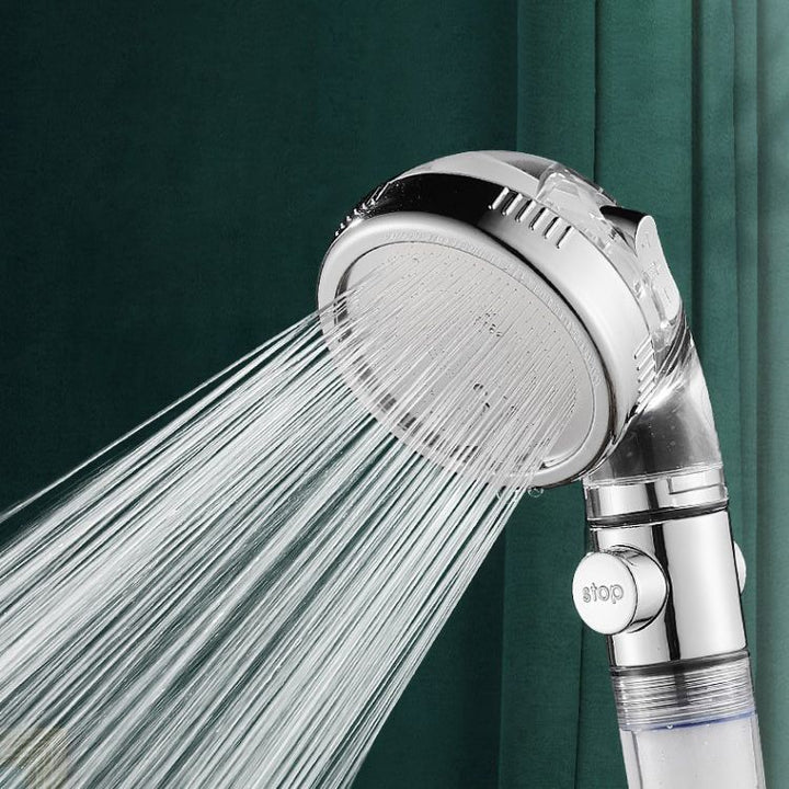 BowLift | Modern Handheld Shower Head Round Filter Ball Spray Head in Silver