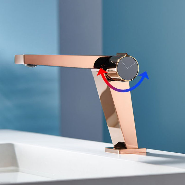 BowLift | Modern Bathroom Sink Faucet Brass Knob Handle Low Arc Basin Faucet
