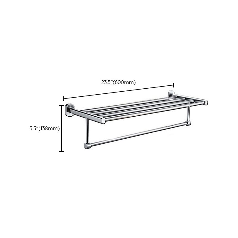 BowLift | Polished Chrome Modern Bathroom Accessory Set Silver Towel Holder/Bath Shelf