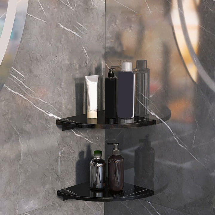 BowLift | 3-piece modern bathroom accessory set marble and metal bathroom shelf
