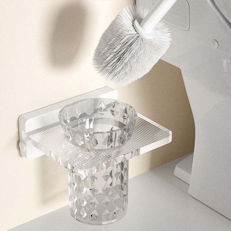 BowLift | White & clear acrylic bathroom accessory set with towel holder/paper holder/robe hooks