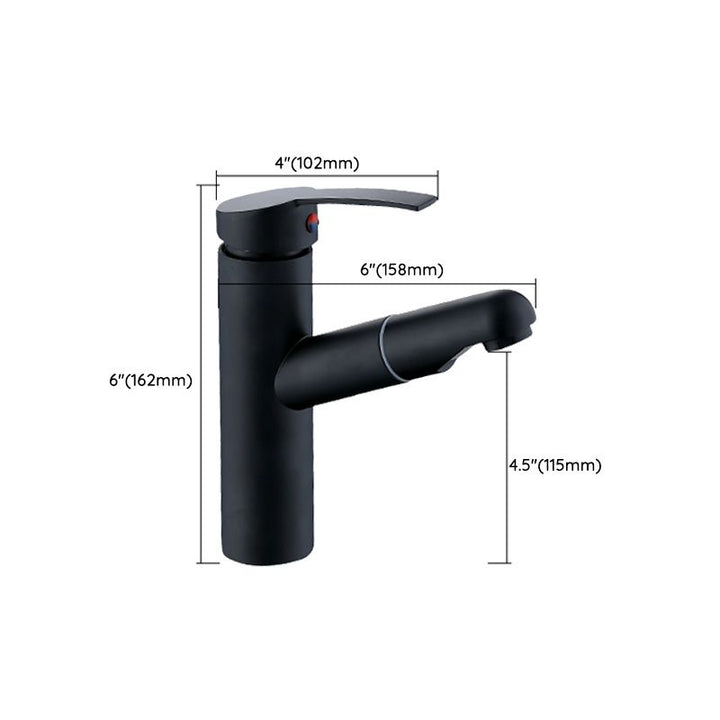BowLift | Contemporary Bath Faucet Brass Lever Handle Pull-Out Sink Faucet