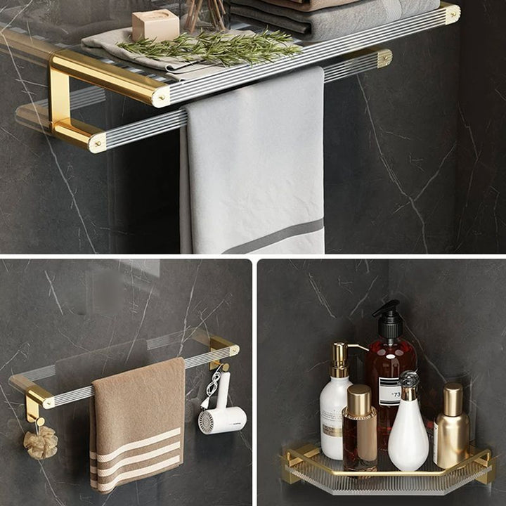 BowLift | Modern Bathroom Accessory Set Bathroom Shelf Gold Towel Holder Bathroom Hardware Set