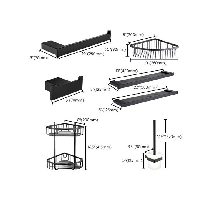 BowLift | 5-piece Modernism Bathroom Accessory Set in Matte Black Stainless Steel