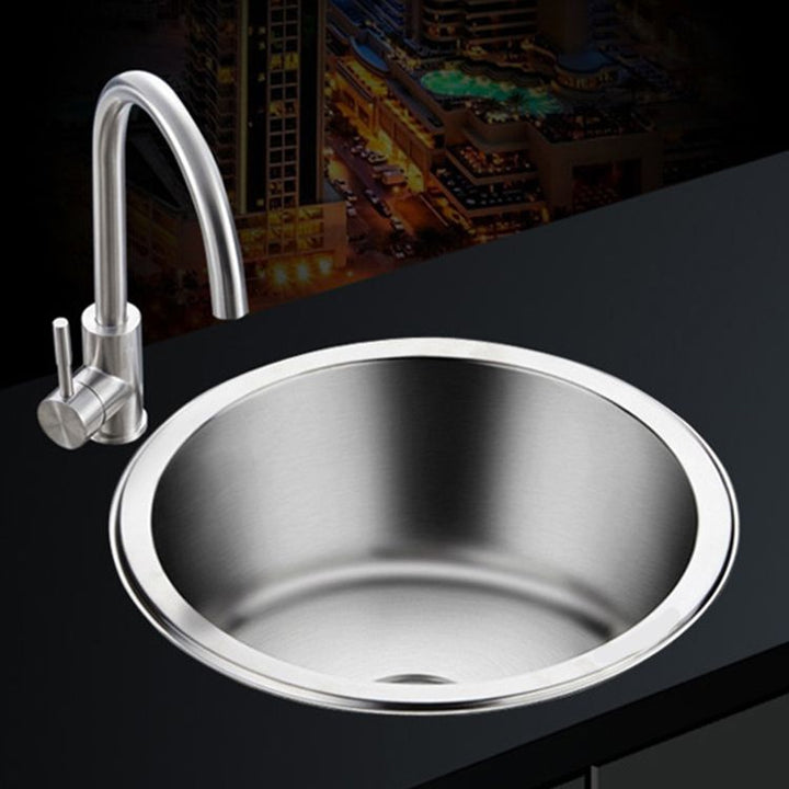 BowLift | Round Single Bowl Kitchen Sink Stainless Steel Sink with Drain Strainer Set