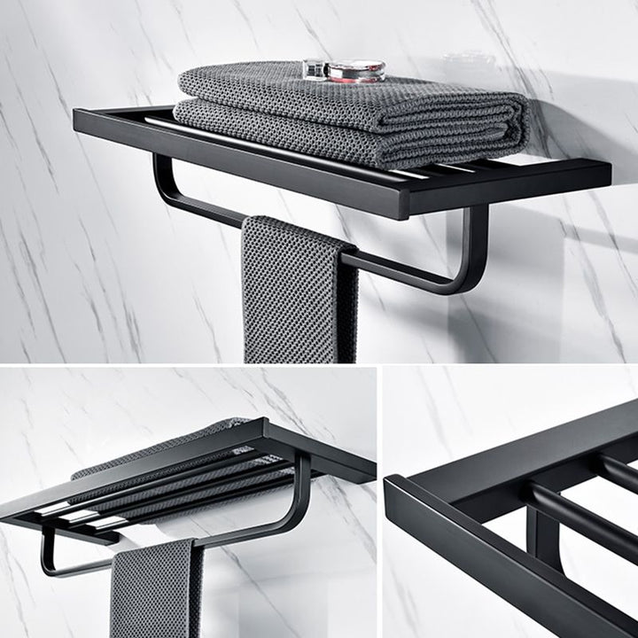BowLift | 5-piece Modernism Bathroom Accessory Set in Matte Black Stainless Steel