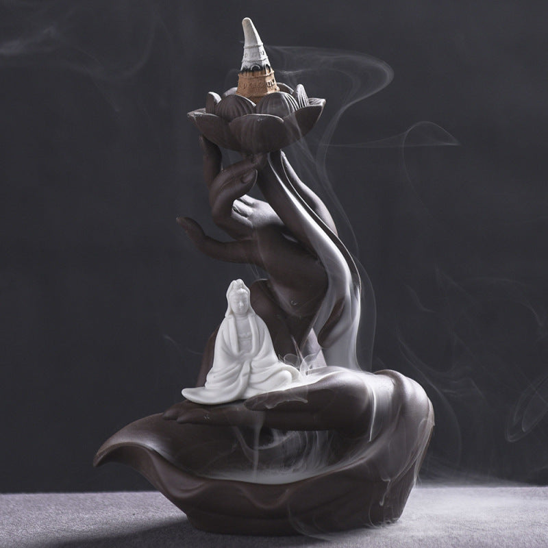Creative Handcrafted Lotus Waterfall Incense Holder