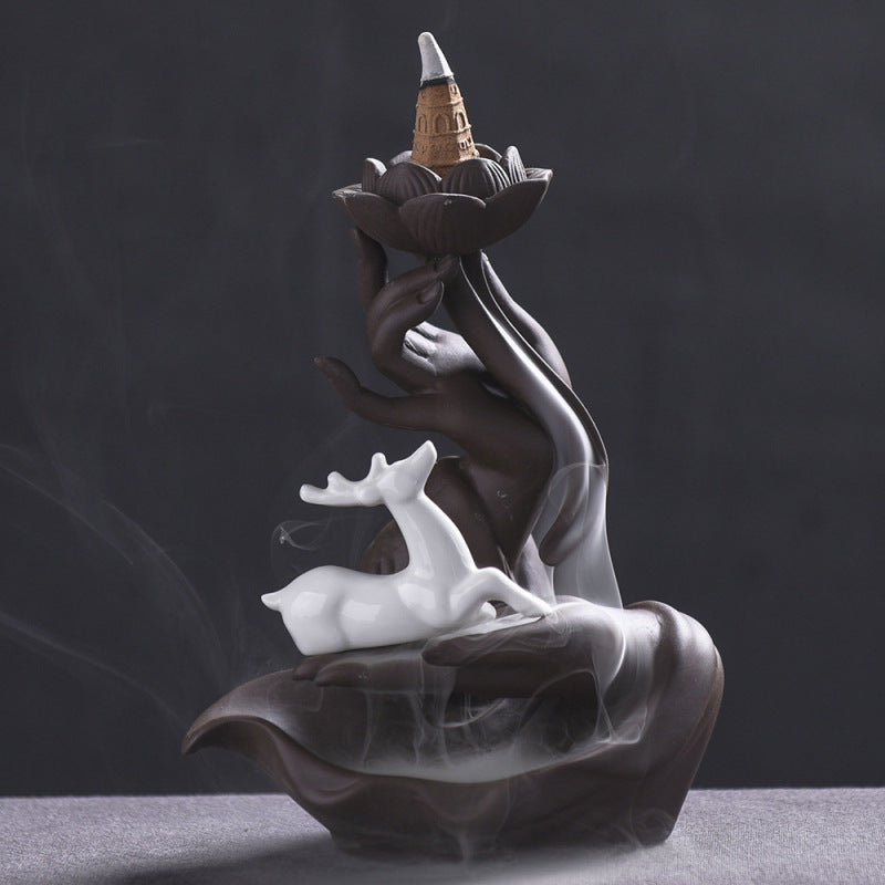 Creative Handcrafted Lotus Waterfall Incense Holder
