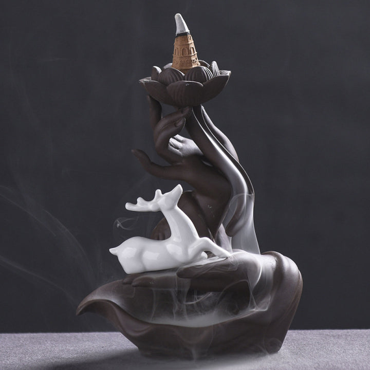 Creative Handcrafted Lotus Waterfall Incense Holder