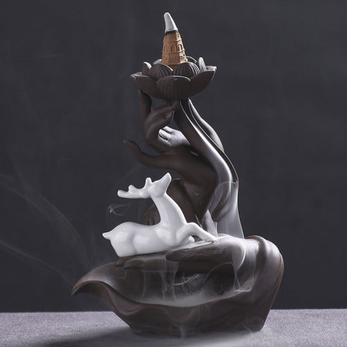 Creative Handcrafted Lotus Waterfall Incense Holder