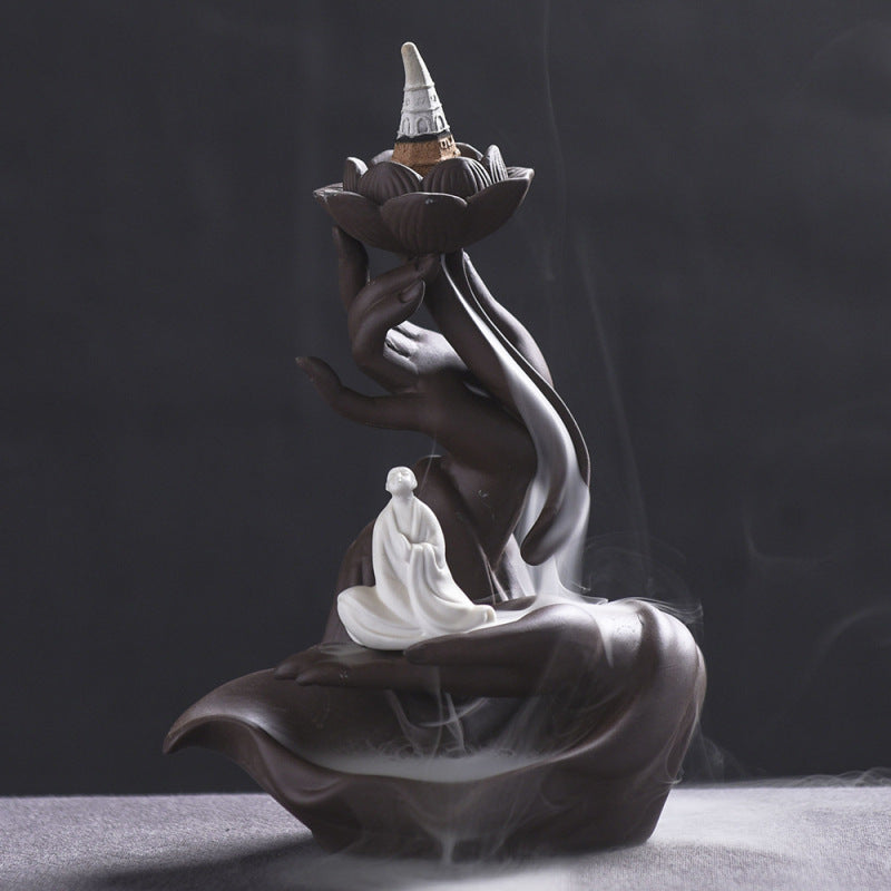 Creative Handcrafted Lotus Waterfall Incense Holder