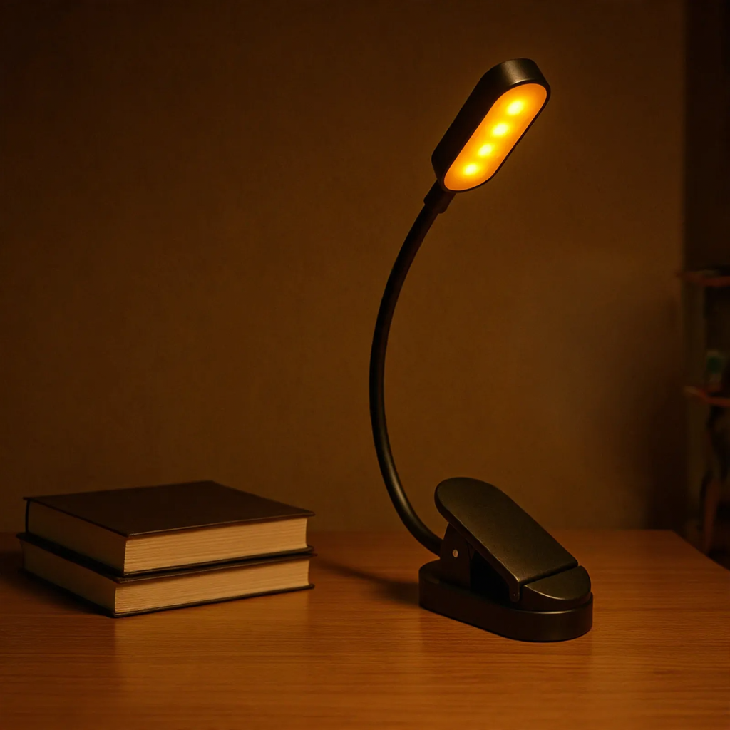 LED clamp light for books, USB rechargeable