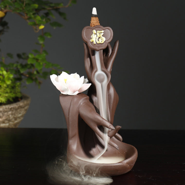 Artistic Lotus Hand Gesture Incense Holder