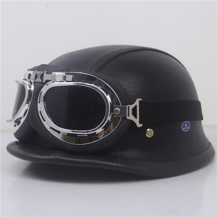 Vintage Leather Motorcycle Helmet Bowlift