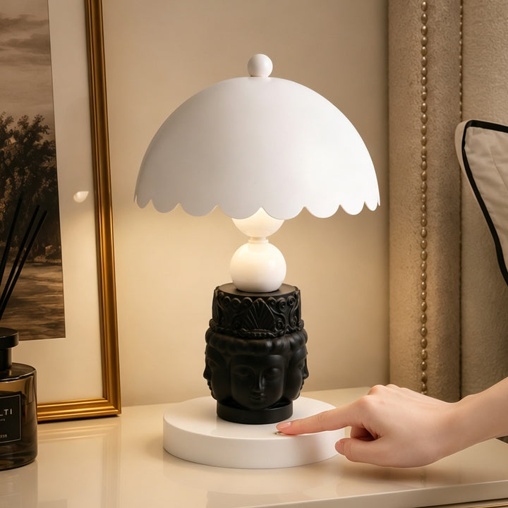 Faceted Buddha Table Lamp, Black-White