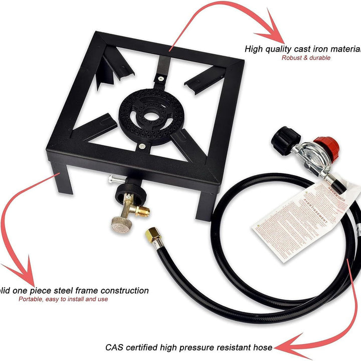 Gas stove with frame, propane burner