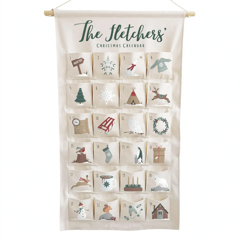 Personalizable fabric Advent calendar, 24 pockets