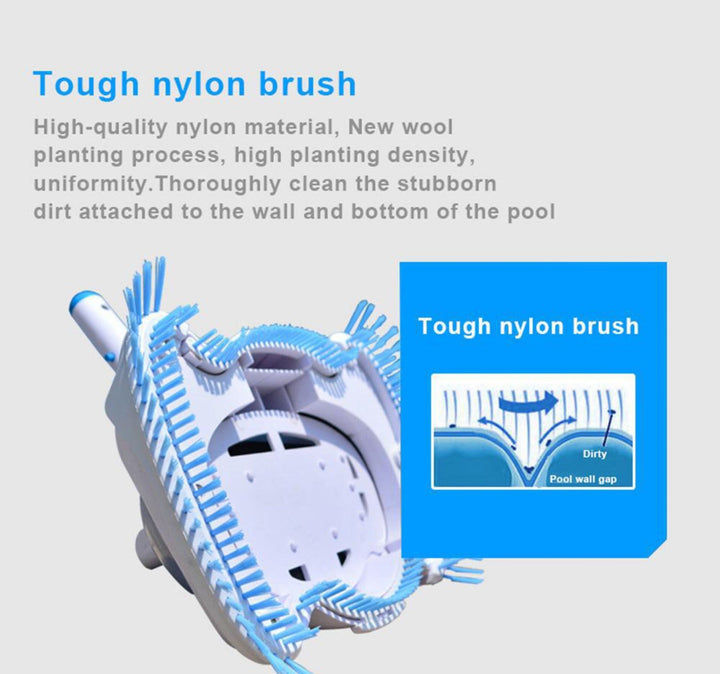 Automatic Pool Cleaner with Rotating Brush Heads and Clear Debris Chamber