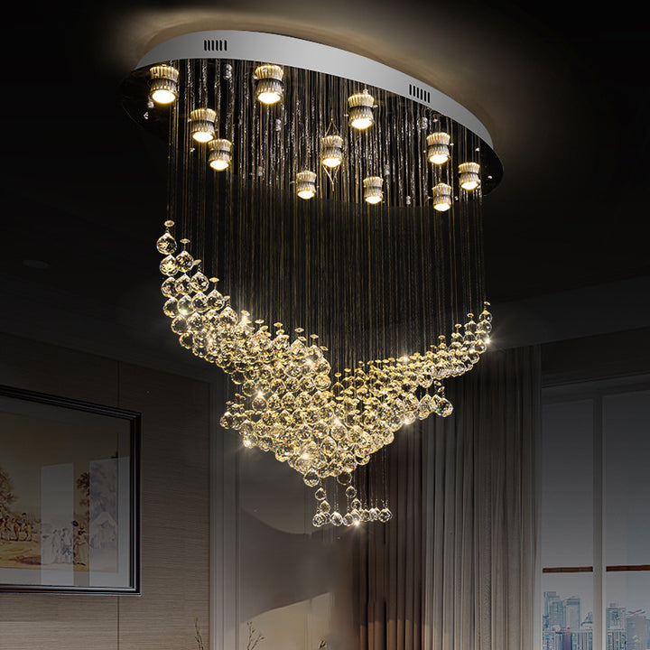 Crystal Chandelier with Cascading Beads