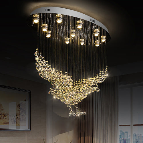 Crystal Chandelier with Cascading Beads