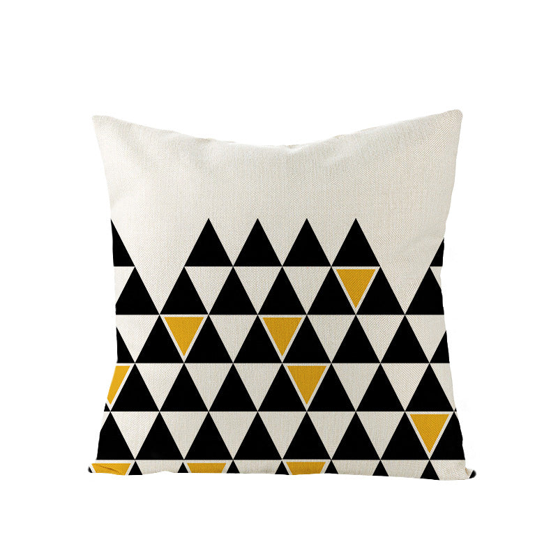 Modern Mid-Century Triangle Pattern Linen Cushion Cover with Concealed Zip