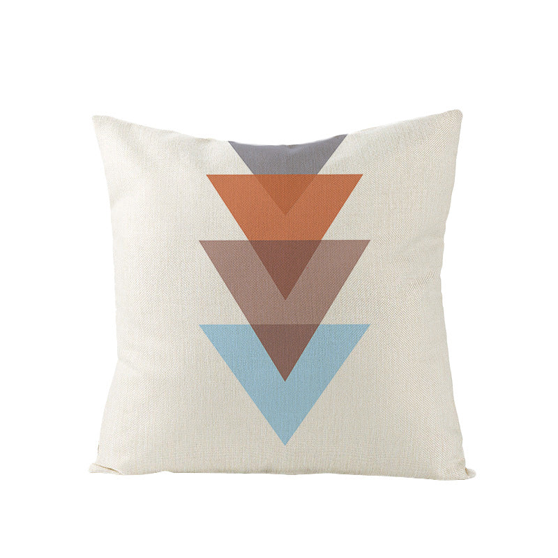 Modern Mid-Century Triangle Pattern Linen Cushion Cover with Concealed Zip