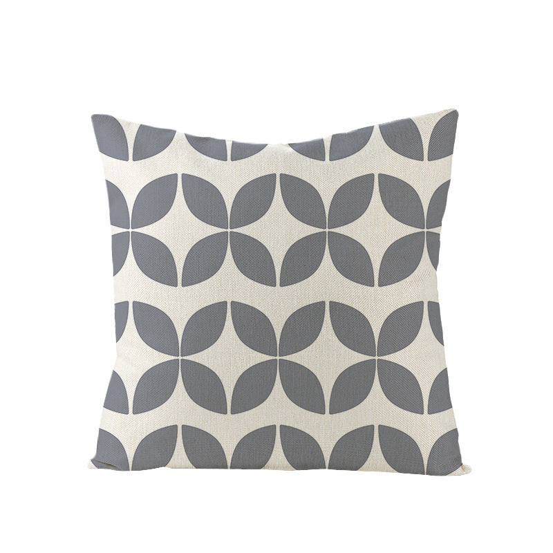Modern Mid-Century Triangle Pattern Linen Cushion Cover with Concealed Zip