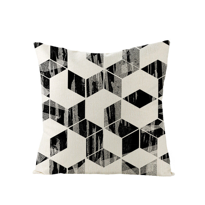 Modern Mid-Century Triangle Pattern Linen Cushion Cover with Concealed Zip